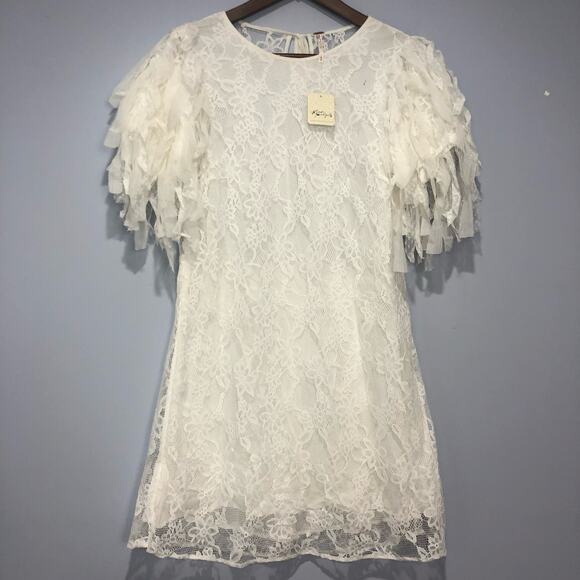 Free People Womens Songbird Mini Dress White Size M